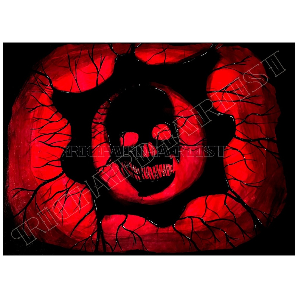 NWT Gears of War Skull Art Decor PRINT Gamer Dark